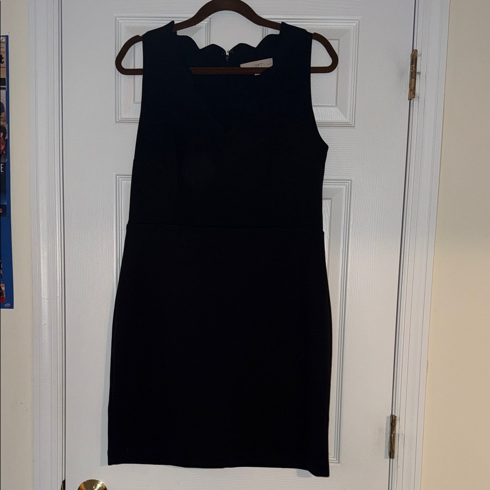LOFT Black Scalloped Dress